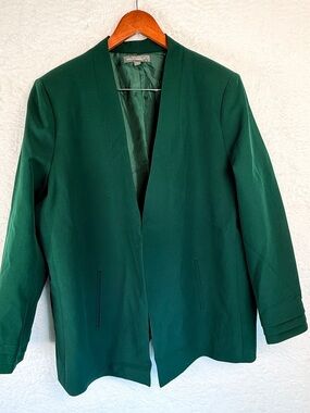 Kate & Mallory Emerald Green Open Front Blazer Plus Size 2X Career Chic